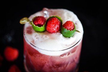 raspberry & lime cocktail with the fresh egg foam