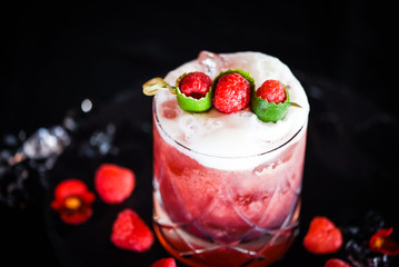 raspberry & lime cocktail with the fresh egg foam