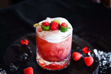 raspberry & lime cocktail with the fresh egg foam