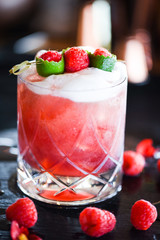 raspberry & lime cocktail with the fresh egg foam