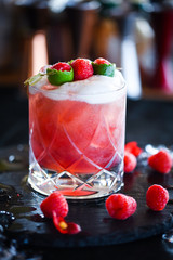 raspberry & lime cocktail with the fresh egg foam