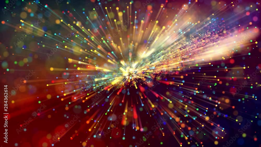 Poster 4k abstract background with shining bokeh sparkling particles for bright festive events, with multic