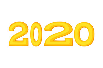 Cartoon yellow 2020 various width text characters