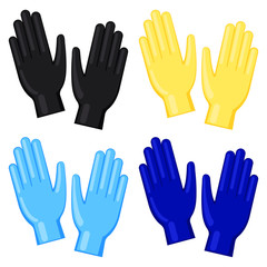 Obraz premium Colorful cartoon disposable nitrile gloves set
