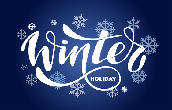Winter Holidays - cute hand drawn doodle lettering poster banner art
