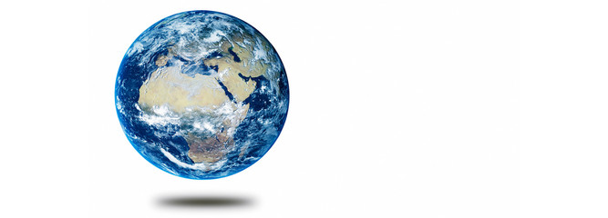 Earth planet concept hovering on a white background showing Europe panoramic