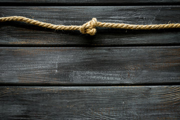 isolated rope mockup on wooden background top view