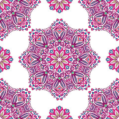 Seamless vector pattern mandala ornament. Vintage decorative tiled design
