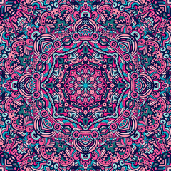 Mandala floral design colorful vector ornament seamless pattern