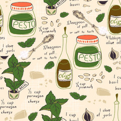 Pesto Recipe seamless pattern