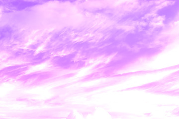 Purple sky and white cloudy background. Beautiful and bright colors.