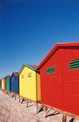 South Africa, Cape Town, Muizenberg, Multi colored beach but