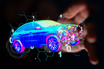 digital car technology smart in virtuel room