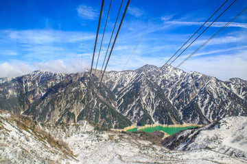 The snow mountains of Tateyama Kurobe alpine and Cable car line.