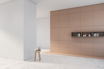 Empty beige and white bathroom corner