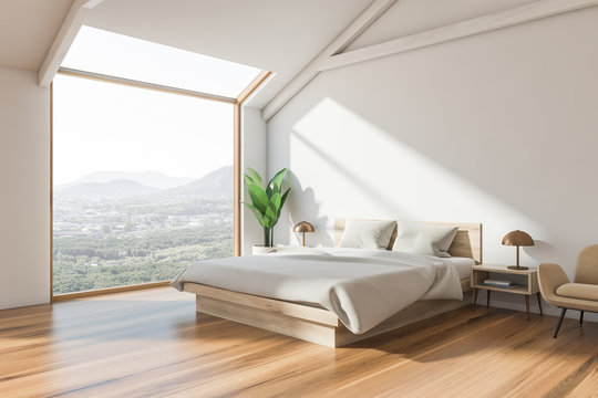 Corner Of White Attic Bedroom