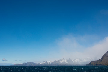 South Georgia. Fortuna Bay. Katabatic winds arrive from the mountains and begin affecting the bay.