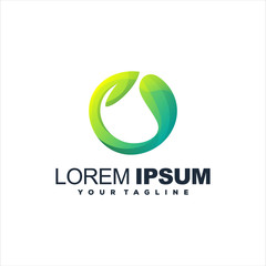 awesome leaf gradient logo design