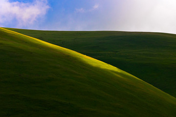 Landscape of mountain and meadow, Litang, western Sichuan, China