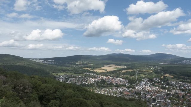 Timelapse - Viewpoint Kaisertempel towards Eppstein in the Taunus, Hesse, Germany