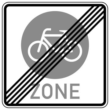gz403 GrafikZeichnung - german - STVO Verkehrszeichen - Ende einer Fahrradzone: (end of bicycle path) - simple template - quadratisch - poster xxl g8428