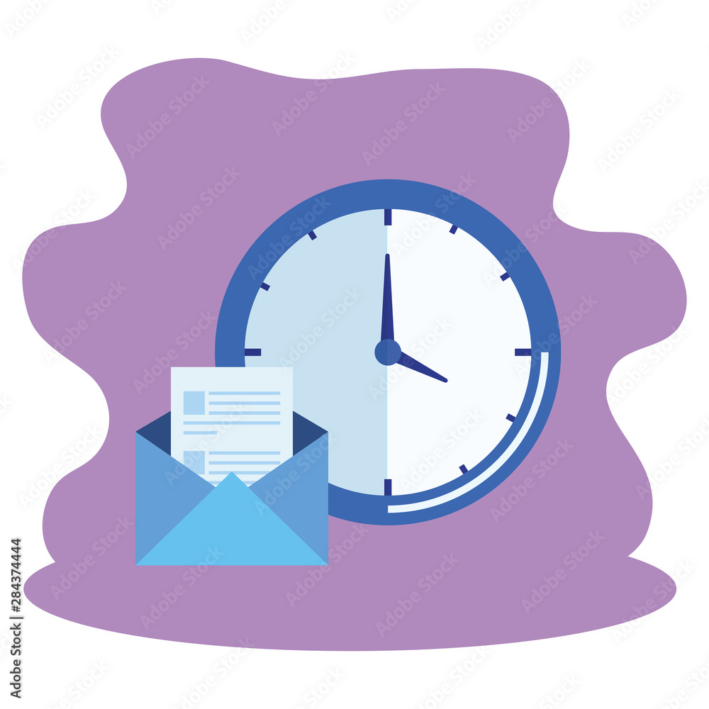 Poster time clock watch with envelope mail