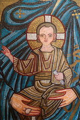 Georgia, Kutaisi. Religious artwork inside the Gelati Monastery.