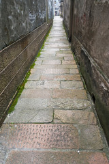 Cobbled street among traditional houses, Nanxun Ancient Town, Zhejiang Province, China