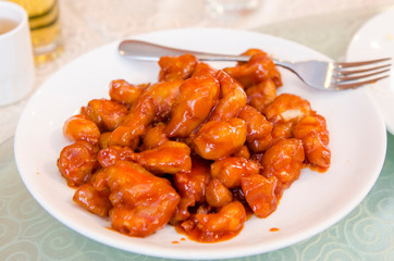 Sweet and sour pork Chinese cuisine, Beijing, China.