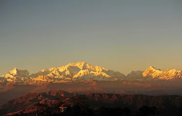Deurstickers Kangchenjunga india, west bengalen, singalila, nationaal park, sandakfu, aanzicht, op, snowcapped, kangchenjunga