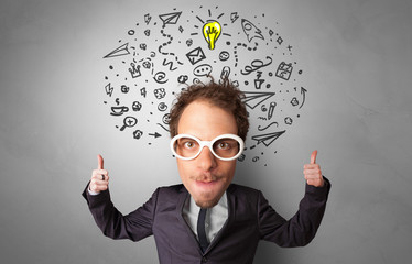 Funny big head on small body with management concept