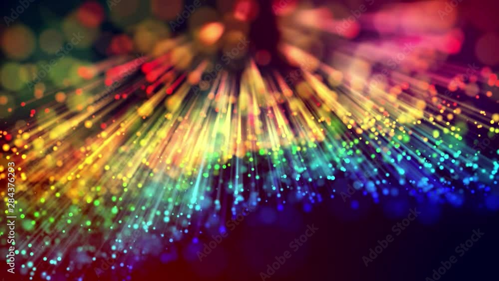 Poster 4k abstract background with shining bokeh sparkling particles for bright festive events, with multic