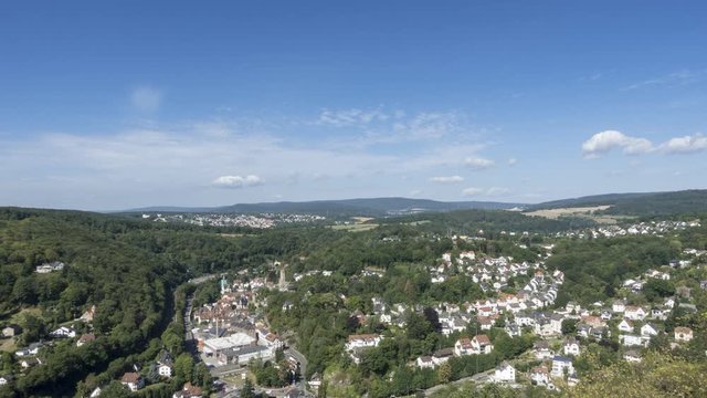 Timelapse - Viewpoint Kaisertempel towards Eppstein in the Taunus, Hesse, Germany