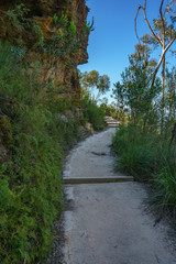 Fototapeta na wymiar hiking prince henry cliff walk, blue mountains national park, australia 12