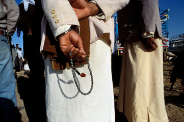 Asia, Isreal, Neveg Desert, Beersheva. Men at a Bedouin Market.
