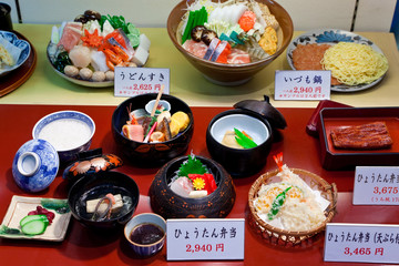 Food display at restaurant, Kyoto, Japan