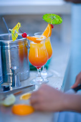 Tropical drinks at Tukang Besi/Wakatobi Archipelago Marine Preserve, South Sulawesi, Indonesia, S.E. Asia 