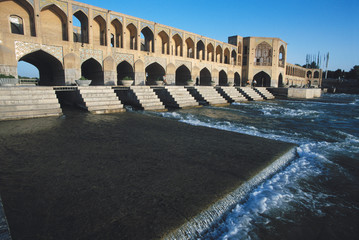 iran, isfahan, aanzicht, van, pol-e, khaju, brug