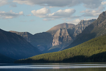 Peaceful summer's day at lake bowman in Glacier National Park