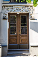 Art nouveau wooden door
