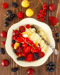cottage cheese with summer berries,healthy breakfast concept
