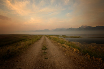 montana's wild country, 9 pipes water lake reservoir sunset reflection 