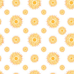 Seamless Pattern with Summer Sun Simple Icons