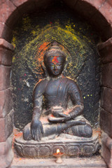Obraz premium Buddha statue, Swayambhunath Temple, Kathmandu, Nepal also known as the Monkey Temple