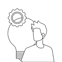 young man with bulb character