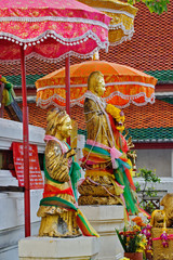 Figures at Wat Pho, the oldest temple in Bangkok, Thailand