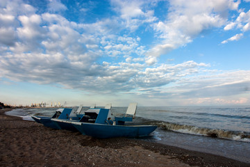 Sunset at coastline in Mariupol