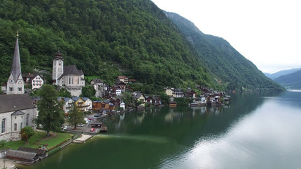 Fototapeta premium City in Austria near lake and mountains