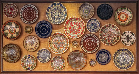 Romanian national folklore authentic traditional plate with ornaments