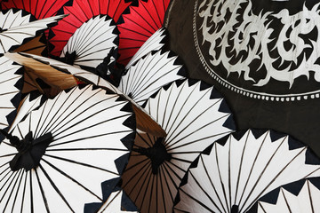 Hand made decorative umbrellas, Bo Sang near Chiang Mai, Thailand